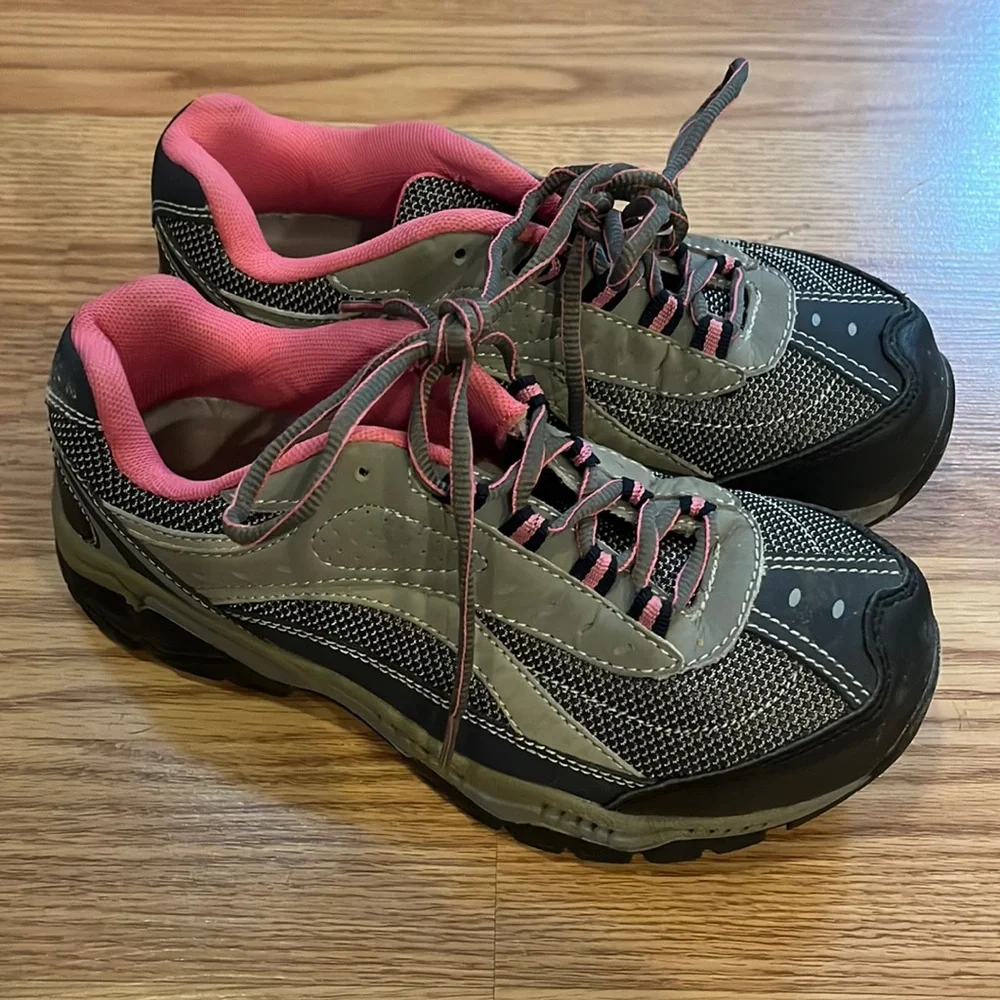 BRAHMA STEEL TOE LEATHER SNEAKERS GRAY PINK SIZE 6 US 37 EU